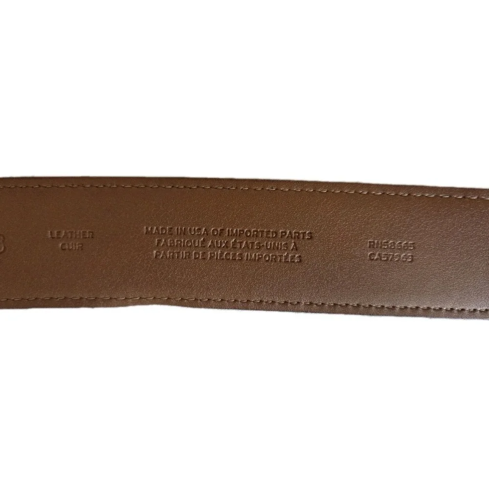 NORDSTROM, MEN'S BROWN LEATHER BELT, SILVER BUCKLE, 38